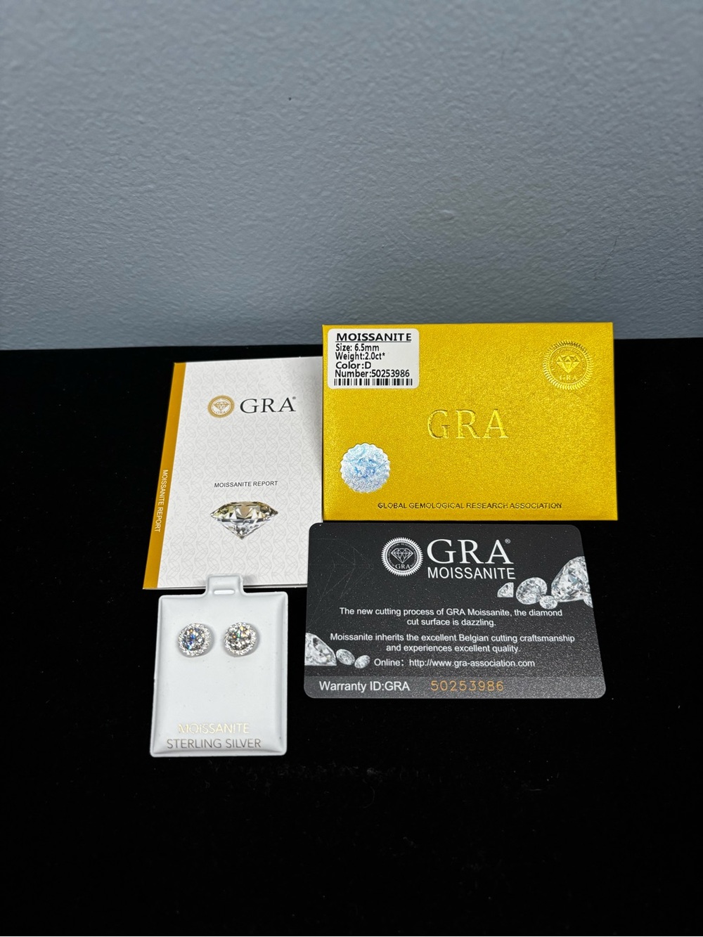 GRA Moissanite Stud Earrings - Clear Sparkle 925 Sterling Silver